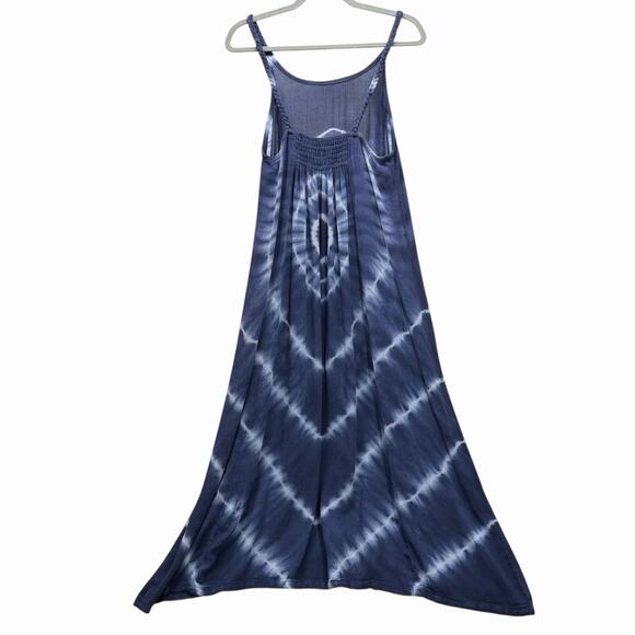 Gypsy Rose Maxi Dress Tie Dye Boho Free Size Blue Soft Rayon Handmade in Nepal - Picture 2 of 10